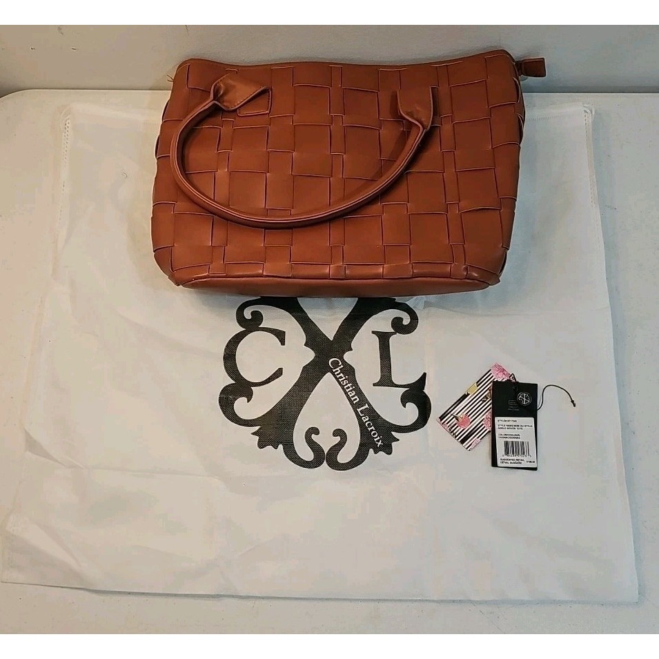 Christian Lacroix Purse - Woven Design On 1 Side- Handbag W Dust Cover